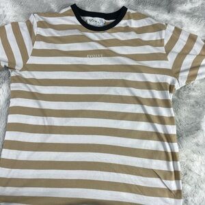 Evolve Tan and White Striped Tee